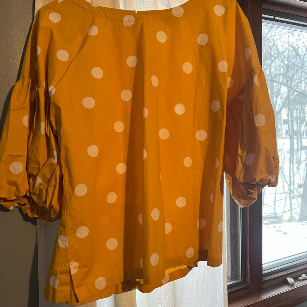 LOFT Yellow Polka Dot Blouse